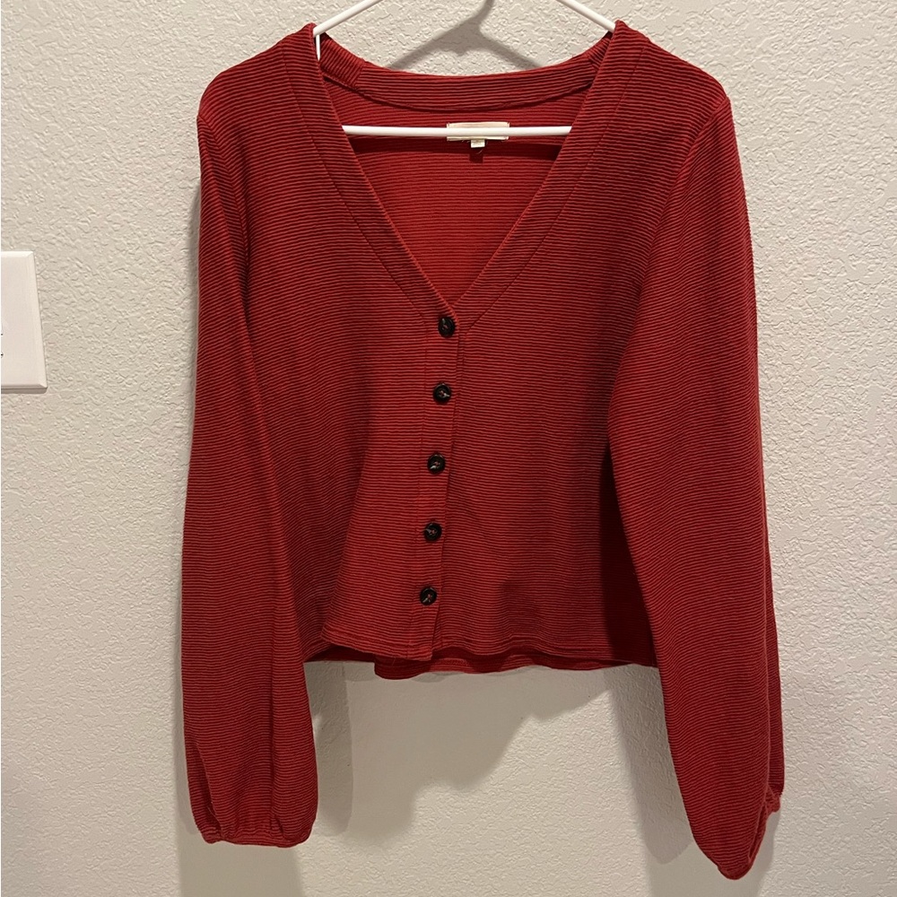 MADEWELL Ribbed Long Sleeve Blouse, M